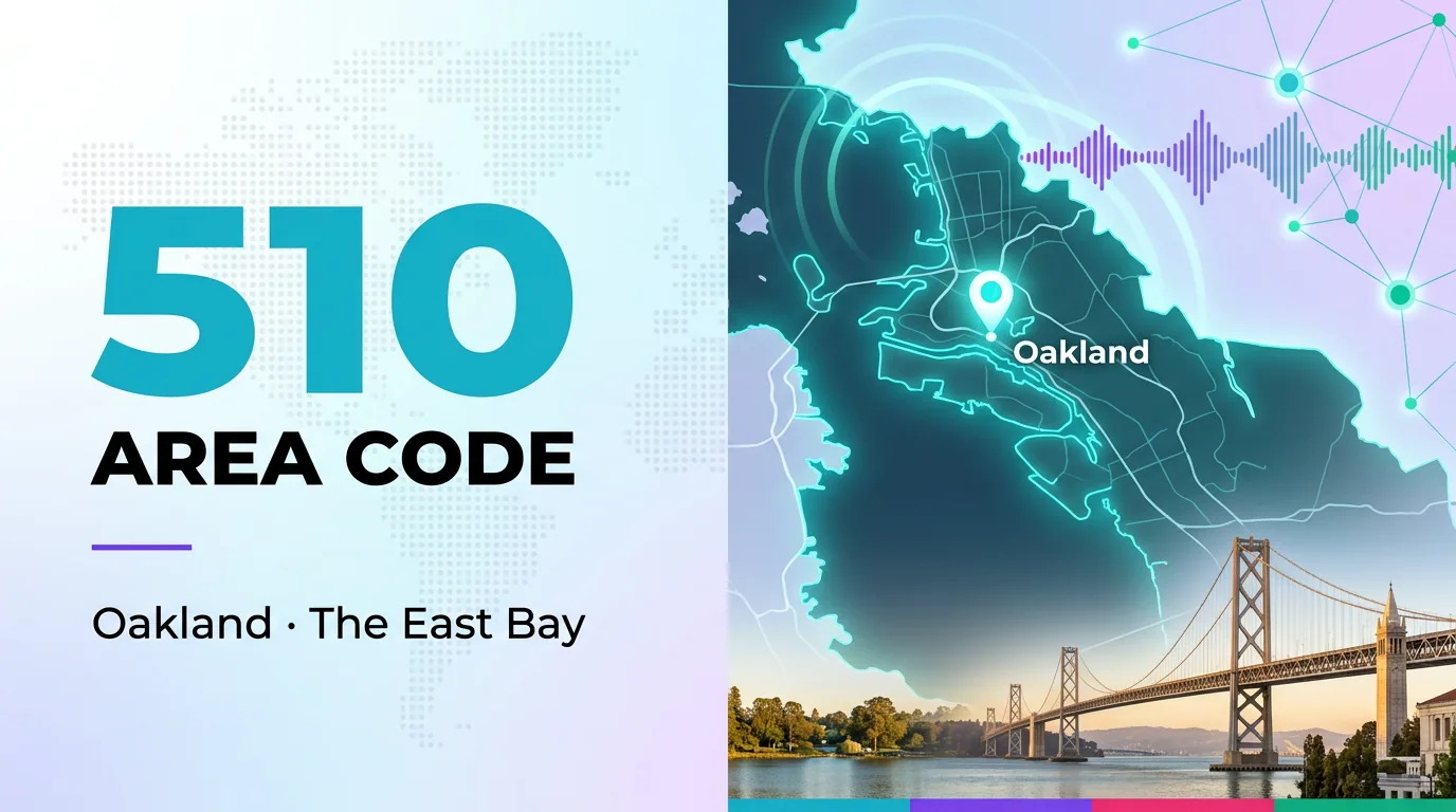510 area code infographic showing Oakland and the East Bay region