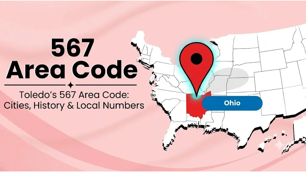 Infographic with a US map highlighting northwestern Ohio, a location pin on Toledo, the Toledo skyline along the Maumee River with Lake Erie in the background, and a 567 badge in MCM cyan and violet on a pale blue-lavender background