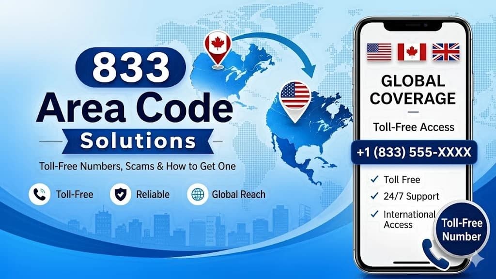 833 area code — a toll-free number, free to call, with the business paying for every inbound call