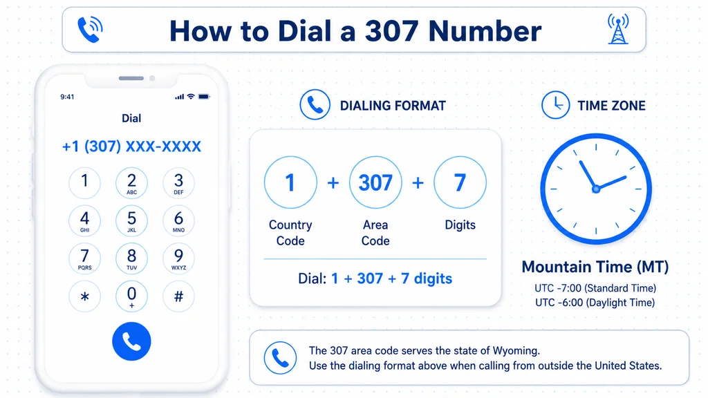 Dial pad and dialing-format card for calling a 307 number