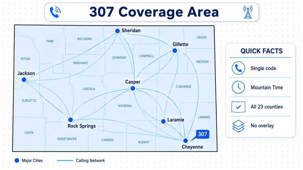 Coverage map of Wyoming marking major 307 cities
